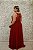 VESTIDO VERMELHO BORDÔ COM SAIA GODÊ E BUSTO EM PEDRARIA - Imagem 2
