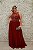 VESTIDO VERMELHO BORDÔ COM SAIA GODÊ E BUSTO EM PEDRARIA - Imagem 1