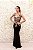 VESTIDO CAMILE’S PRETO SEREIA COM BUSTO DOURADO BORDADO E COSTAS FECHADAS - Imagem 1