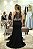 VESTIDO LONGO PRETO SEREIA COM BORDADO DOURADO E AZUL - Imagem 5