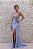 VESTIDO AZUL SERENITY COM BUSTO BORDADO E SAIA COM FENDA - Imagem 1
