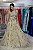 VESTIDO NUDE PRINCESA COM FLORES PRETAS BORDADAS - Imagem 1