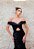 VESTIDO PRETO OMBRO A OMBRO EM CAMADAS COM DECOTE VAZADO - Imagem 3