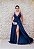 VESTIDO AZUL MARINHO COM DECOTE E FENDA - Imagem 1