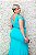 VESTIDO AZUL TIFFANY COM MANGAS VAZADAS E APLICAÇÃO NA CINTURA - Imagem 2