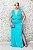 VESTIDO AZUL TIFFANY COM MANGAS VAZADAS E APLICAÇÃO NA CINTURA - Imagem 3