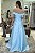 VESTIDO AZUL TIFFANY PRINCESA OMBRO A OMBRO ZIBELINE COM DECOTE TRANSPASSADO - Imagem 5