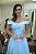 VESTIDO AZUL TIFFANY PRINCESA OMBRO A OMBRO ZIBELINE COM DECOTE TRANSPASSADO - Imagem 6