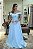 VESTIDO AZUL TIFFANY PRINCESA OMBRO A OMBRO ZIBELINE COM DECOTE TRANSPASSADO - Imagem 4