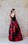 VESTIDO BUSTO PRETO E SAIA ESTAMPADA COM FOLHAS VERMELHAS - Imagem 4