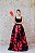 VESTIDO BUSTO PRETO E SAIA ESTAMPADA COM FOLHAS VERMELHAS - Imagem 6