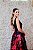 VESTIDO BUSTO PRETO E SAIA ESTAMPADA COM FOLHAS VERMELHAS - Imagem 2