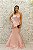 VESTIDO ROSÊ ZIBELINE COM DETALHE FOLHO CINTURA E BUSTO - Imagem 1