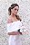 VESTIDO BRANCO OFF WHITE OMBRO A OMBRO ZIBELINE DECOTE ENVELOPE - Imagem 4
