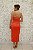 VESTIDO MIDI CORAL COM DECOTE RETO TUBINHO FRUTA COR - Imagem 3