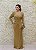 VESTIDO DOURADO NY MANGAS TODO BORDADO EM TULE - Imagem 1