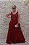 VESTIDO VERMELHO MARSALA BUSTO BORDADO SAIA GODE FENDA - Imagem 4