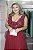 VESTIDO VERMELHO MARSALA BUSTO BORDADO SAIA GODE FENDA - Imagem 8