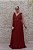 VESTIDO VERMELHO MARSALA BUSTO BORDADO SAIA GODE FENDA - Imagem 2
