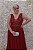 VESTIDO VERMELHO MARSALA BUSTO BORDADO SAIA GODE FENDA - Imagem 3