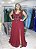 VESTIDO VERMELHO MARSALA BUSTO BORDADO SAIA GODE FENDA - Imagem 6
