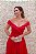 VESTIDO MIDI LOR VERMELHO CEREJA COM CINTO FIXO OMBRO A OMBRO - Imagem 4
