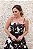 VESTIDO MIDI PRETO E BRANCO FLORAL MARRÔ - Imagem 3