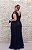 VESTIDO PS AZUL MARINHO TODO BORDADO EM TULE MANGUINHA MCP - Imagem 5
