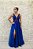 VESTIDO AZUL ROYAL MARIE COM BUSTO E DECOTE BORDADO SAIA EM FENDA - Imagem 1