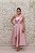 VESTIDO MIDI ROSA BEBÊ EM ZIBELINE LAÇO  DECOTE VAZADO - Imagem 1
