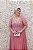 VESTIDO ROSA CHÁ MANGAS COMPRIDAS COM BUSTO TODO BORDADO E SAIA FLUIDA FENDA - Imagem 8