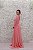 VESTIDO DECOTE RETO SALMÃO CORAL COM MANGAS COMPRIDAS FENDA FLUIDO - Imagem 2