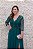 VESTIDO VERDE MUSGO MANGAS COMPRIDAS COM BUSTO TODO BORDADO E SAIA FLUIDA FENDA - Imagem 8