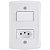 Conjunto 4x2 com 1 Interruptor Simples 10 A 250 V e 1 Tomada 2P+T 10 A 250 V Tramontina Lux2 Branco - Imagem 1