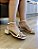 Sandália Off White Com Aplicação Dourada Salto 4 cm Lizandra - Imagem 1