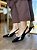 Scarpin Preto Slingback Salto Cromado Dourado Kate - Imagem 1