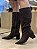 Bota Marrom Em Suede Cano Alto Salto Baixo Elisa - Imagem 1
