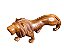 Escultura Leão Médio em Madeira Entalhada Decorativo com Acabamento Encerado - Imagem 1