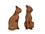 Conjunto com 2 Esculturas Gatos de Madeira Decorativo - Imagem 2