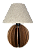 Abajur de Mesa e Cabeceira Bola Ripada - Cúpula em Tecido- MDF Ipê - E27 - Imagem 3