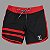 Bermuda Men's Physique Curta Preta com Vermelho e Listras - Imagem 1