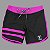 Bermuda Men's Physique Curta Preta com Pink Flúor e Listras - Imagem 1