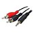 Cabo de Audio P2 Macho Auxiliar e 2 Rca Macho 3 Metros - Imagem 1