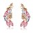 Brinco Banhado Ear Cuff Com Cristais Rosa e Lilás - Imagem 1