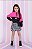 CONJUNTO JAQUETA E SAIA CORTA VENTO ZEBRADA/PRETO/PINK BAMBOLLINA - Imagem 1