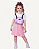 VESTIDO INFANTIL CANDY COLORS COM JARDINEIRA LILAS E SAIA ROSA - Imagem 1