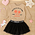 CONJUNTO INFANTIL MOLETOM BEGE COM SAIA DE TULE PRETO - Imagem 4