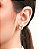 BRINCO RETANGULAR PEDRA INCOLOR 4 GARRAS E CONTORNO ZIRCONIA BAN. DOURADO - Imagem 2