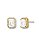 BRINCO RETANGULAR PEDRA INCOLOR 4 GARRAS E CONTORNO ZIRCONIA BAN. DOURADO - Imagem 1