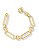 PULSEIRA ELOS REDONDOS E RETANGULARES INTERCALADOS FECHO BOIA SEMI JOIA BAN.DOURADO - Imagem 1
